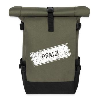 Faszination Pfalz Weinland Design - Rolltop Rucksack - Olive/Schwarz - Vorne