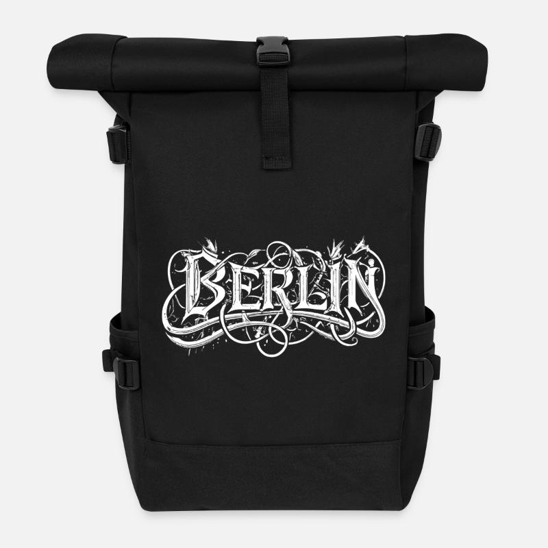 Berlin Heavy Metal Headbanger Typografie - Rolltop Rucksack - Schwarz