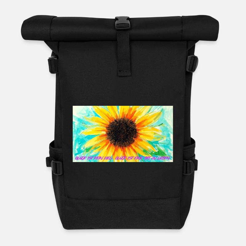 Sonnenblume Farbrausch Kunst - Rolltop Rucksack - Schwarz