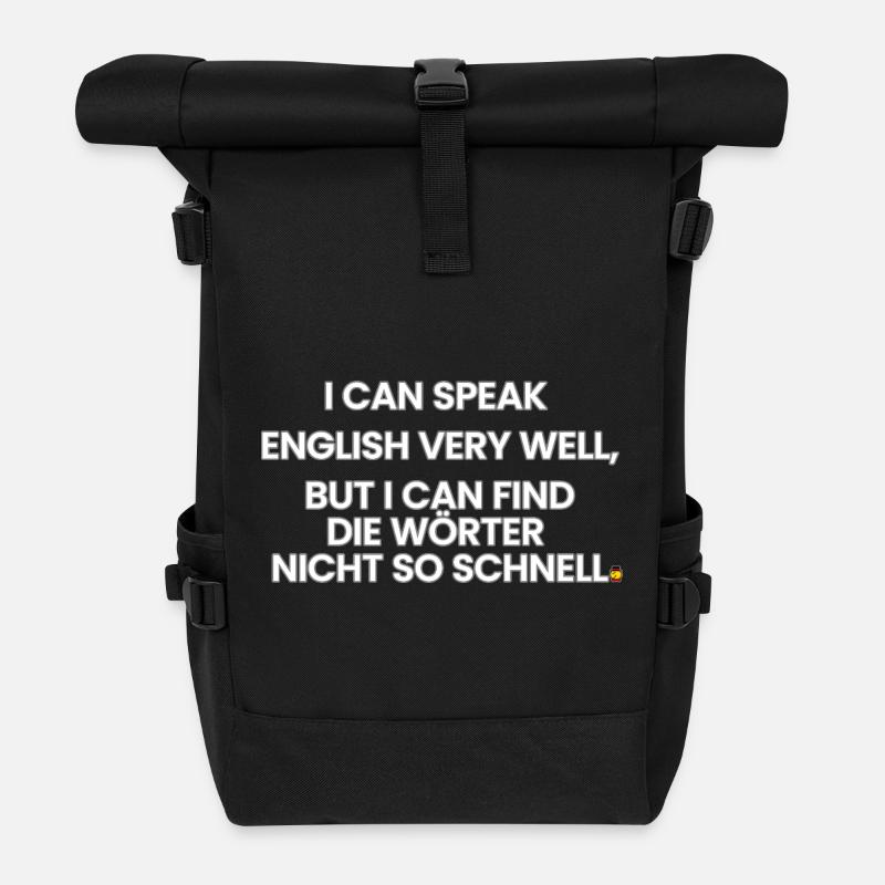 English-German-Rhyme 1 (Ver. A) - Roll Top Backpack - black