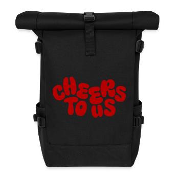 Cheers to Us – Colorful Bubble Font - Roll Top Backpack - black - Front