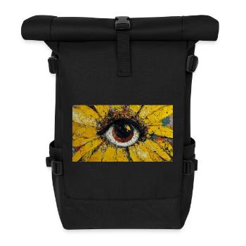 Sonnenblume - Sonnenauge Malerei - Rolltop Rucksack - Schwarz - Vorne