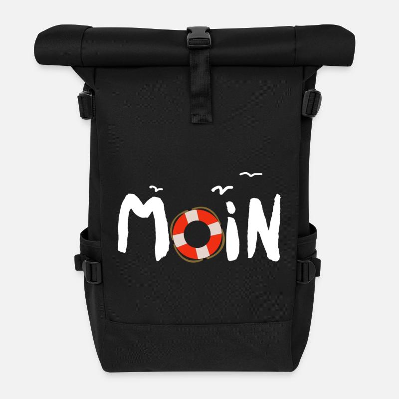 Moin Möwe Rettungsring nordisch - Rolltop Rucksack - Schwarz