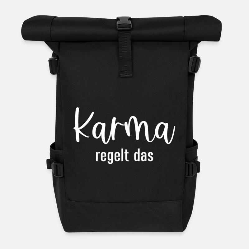 Karma regelt das - Rolltop Rucksack - Schwarz