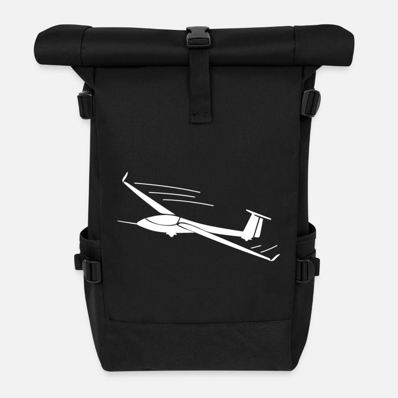 Glider glider pilot gift ideas - Roll Top Backpack - black