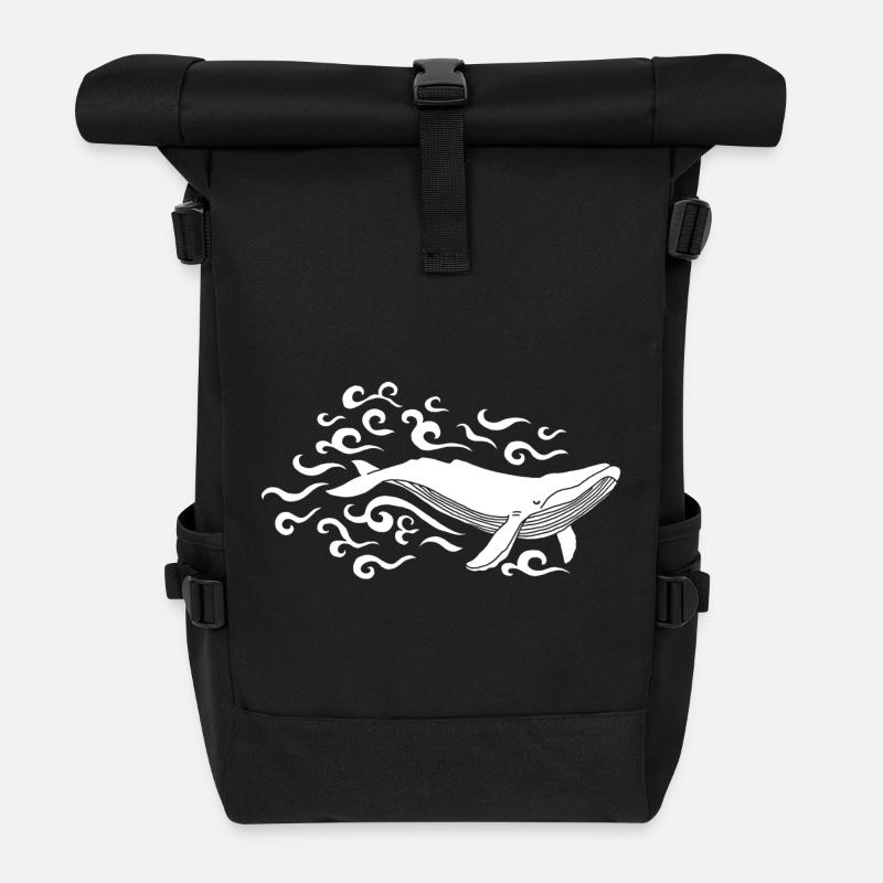 White whale - Roll Top Backpack - black