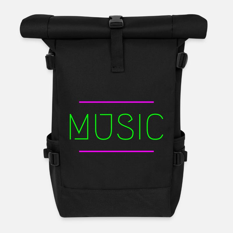 Musique Néon - Sac à dos roll top - noir