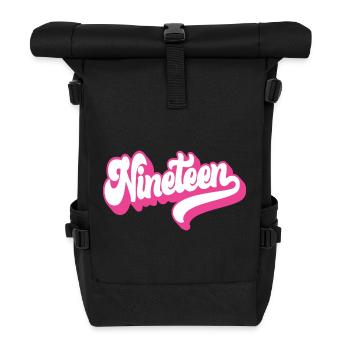 Nineteen 19th Birthday Girls Women 19 Years Old - Roll Top Backpack - black - Front