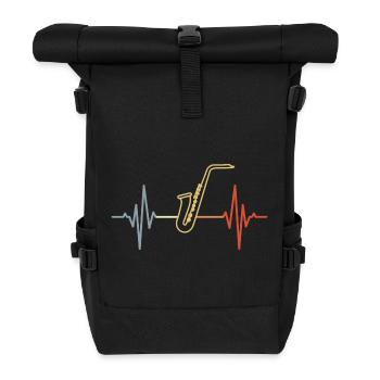 Vintage Saxophone Heartbeat - Roll Top Backpack - black - Front
