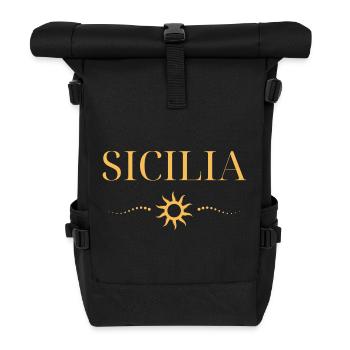 Sizilianische Sonne Küstenmuster - Rolltop Rucksack - Schwarz - Vorne