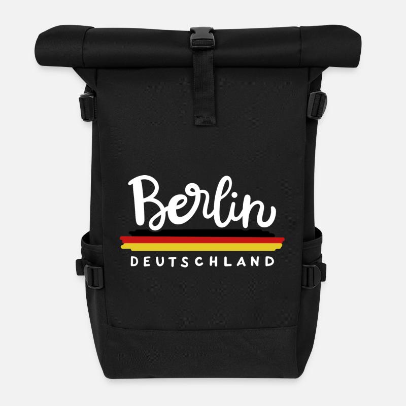Berlin Deutschland Deutsche Flagge - Rolltop Rucksack - Schwarz