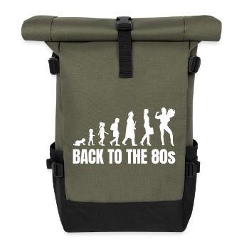 80er Mädchen bis Erwachsene - Rolltop Rucksack - Olive/Schwarz - Vorne
