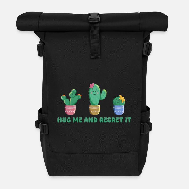 Süßer Kaktus mit lustigem Spruch - Rolltop Rucksack - Schwarz