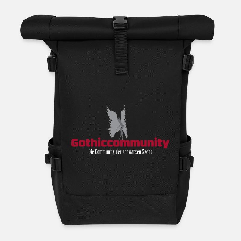 Logo_mit_Engel_und_Beschreibung - Rolltop Rucksack - Schwarz