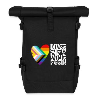 🌈♿ Diversify Your Feed–Progress Pride&Disability - Rolltop Rucksack - Schwarz - Vorne