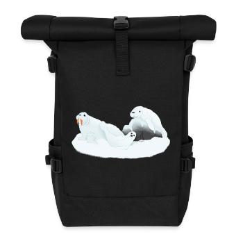 Tazz Talks | Arctic Slumber Seals - Roll Top Backpack - black - Front