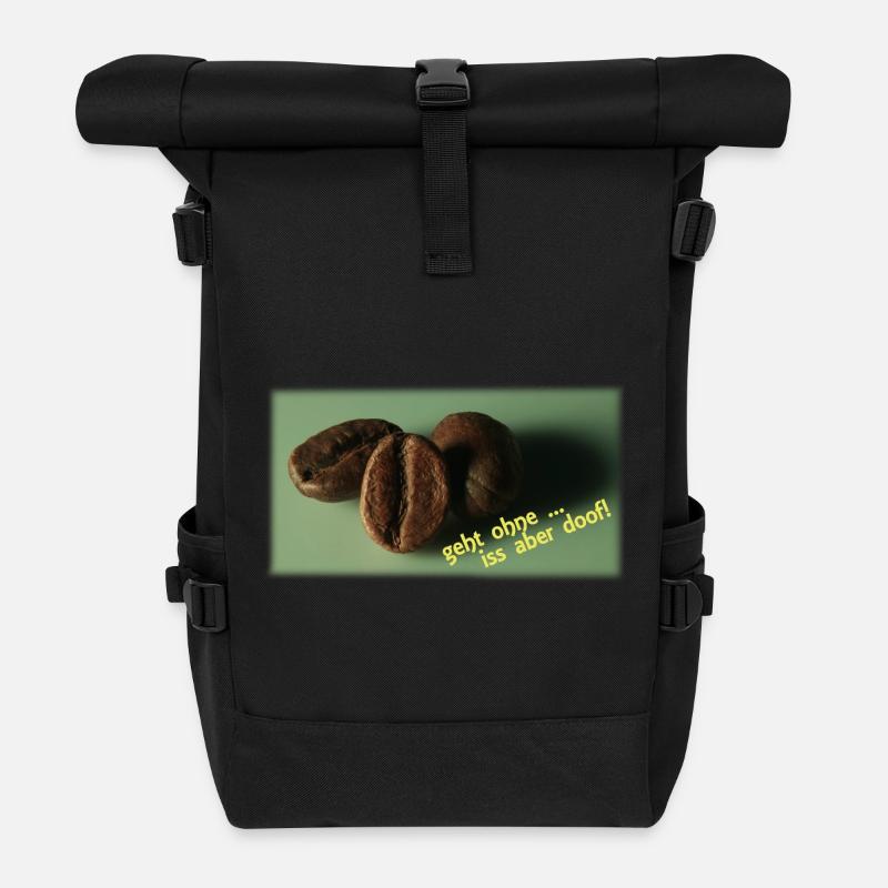 Kaffeebohnen - Rolltop Rucksack - Schwarz