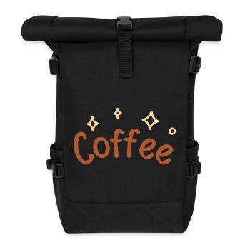 Schriftzeichen-Kaffee-Skizze - Rolltop Rucksack - Schwarz - Vorne