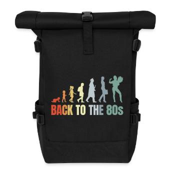 80er Jahre Mädchen Kind bis Erwachsener - Rolltop Rucksack - Schwarz - Vorne