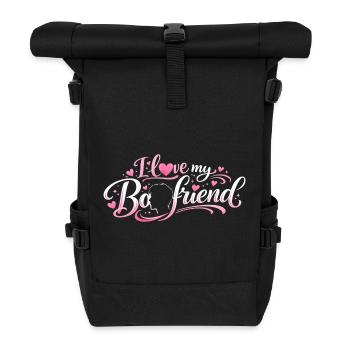 I Love My Boyfriend Heart With Lettering Couple - Roll Top Backpack - black - Front