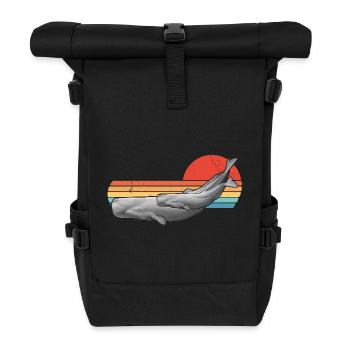 Pottwal Retro Sonnenuntergang - Rolltop Rucksack - Schwarz - Vorne