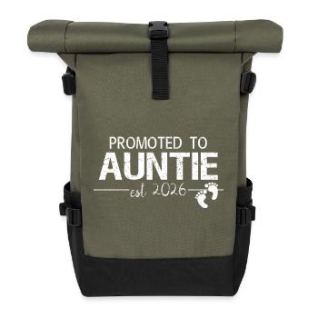 Promoted To Auntie 2026 New Aunt Gift - Roll Top Backpack - olive/black - Front