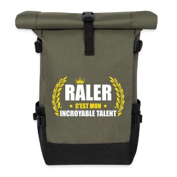 Râler c'est mon incroyable talent – humour râleur - Sac à dos roll top - olive/noir - Devant