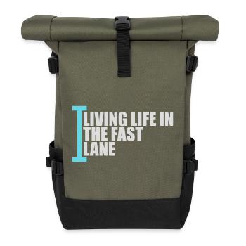 Life In The Fast Lane Schwimmer Lustig Pool Spruch - Rolltop Rucksack - Olive/Schwarz - Vorne