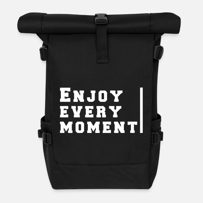 enjoy every moment - Roll Top Backpack - black