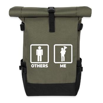 Tuba player stick figure - Roll Top Backpack - olive/black - Front