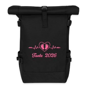 Tante Est 2026 Schwangerschaft verkünden - Rolltop Rucksack - Schwarz - Vorne