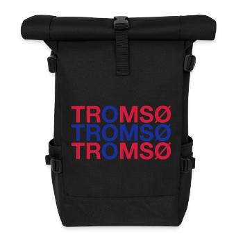 TROMSO Norway Norwegen Norge Norwegische Flagge - Rolltop Rucksack - Schwarz - Vorne