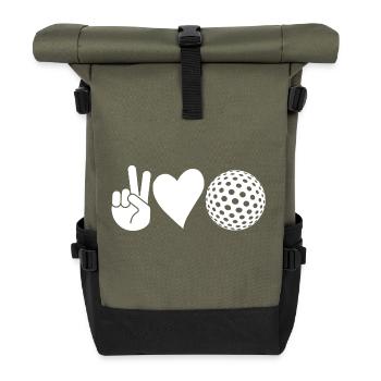 Golfspieler Golf - Rolltop Rucksack - Olive/Schwarz - Vorne