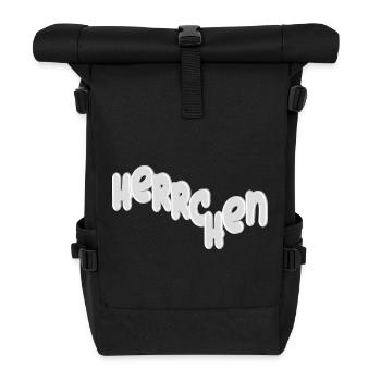 Herrchen Schriftzug 3D - Rolltop Rucksack - Schwarz - Vorne