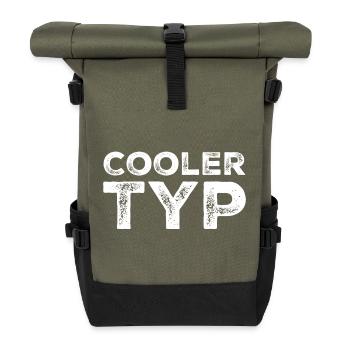Cooler Typ Lustiger Spruch - Rolltop Rucksack - Olive/Schwarz - Vorne