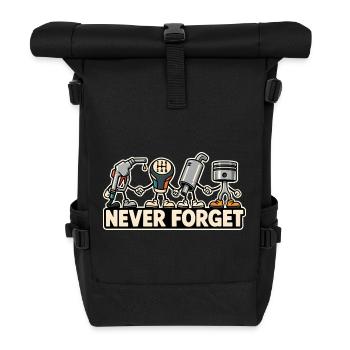 Never Forget – Verbrennungsmotor Auto Retro Design - Rolltop Rucksack - Schwarz - Vorne