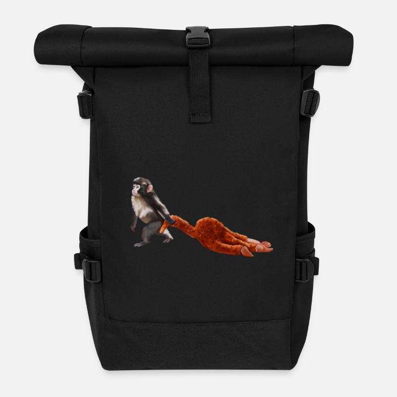 Punch - das kleine Äffchen - Rolltop Rucksack - Schwarz