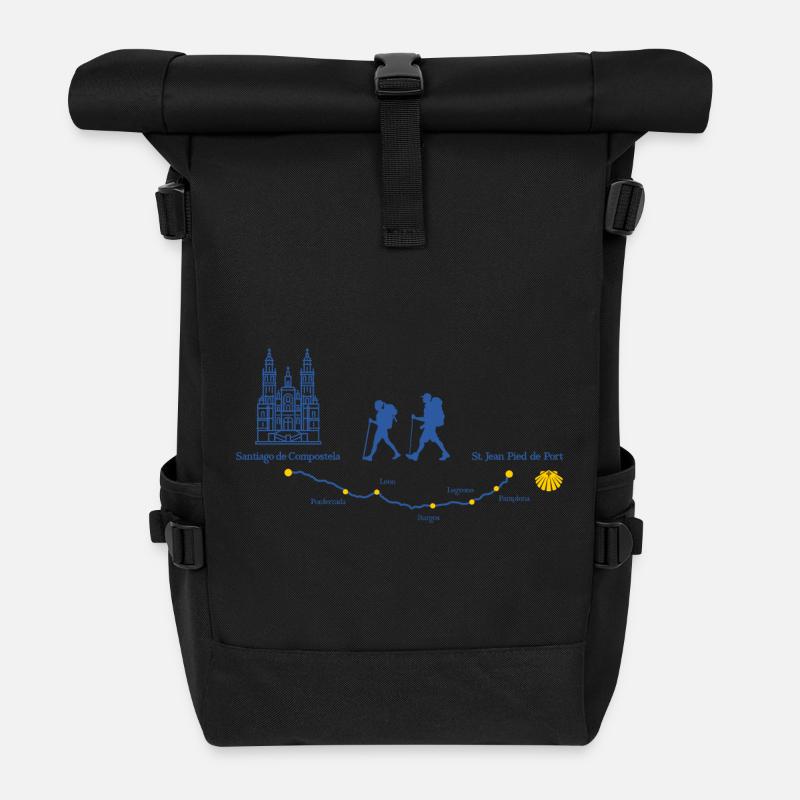 Buen Camino Santiago Route Frances - Roll Top Backpack - black