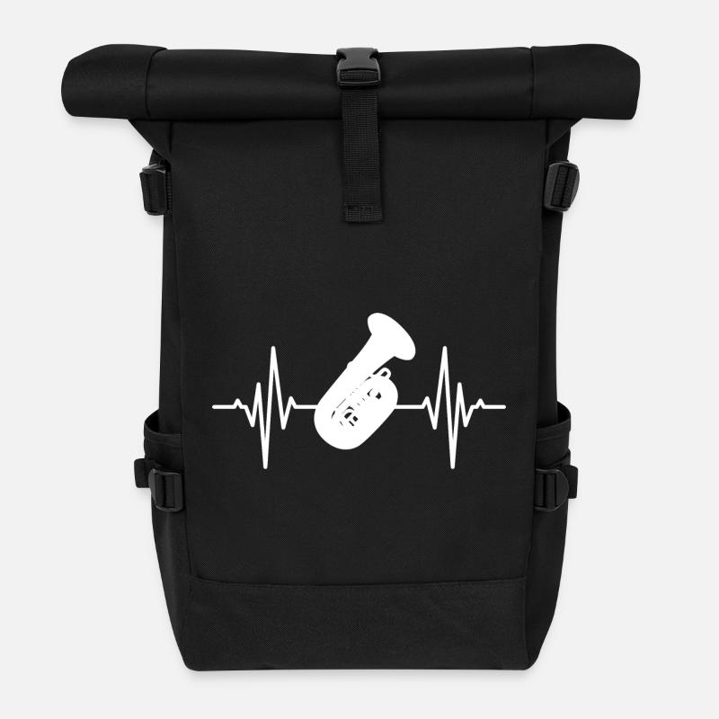 Tuba Spieler Herzschlag - Rolltop Rucksack - Schwarz