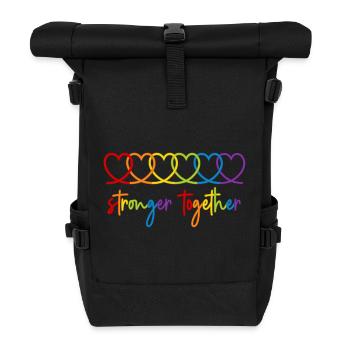 Stronger together Regenbogen Herzen Pride Month - Rolltop Rucksack - Schwarz - Vorne