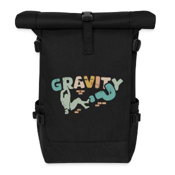 retro bouldern klettern Wand usedlook Symbol Logo - Rolltop Rucksack - Schwarz - Vorne