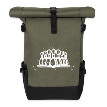 Bowling Pins Pixel Graphic - Roll Top Backpack - olive/black - Front