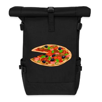 Manger de la pizza - Sac à dos roll top - noir - Devant