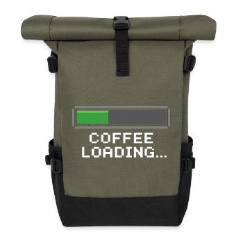 Coffee Loading Bar Pixel - Roll Top Backpack - olive/black - Front
