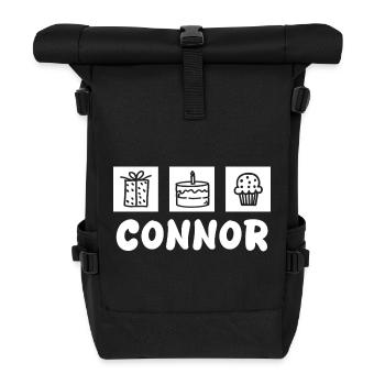First name Connor - Roll Top Backpack - black - Front