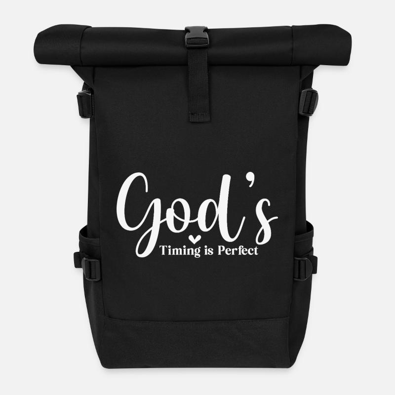Gottes Timing ist perfekt - Rolltop Rucksack - Schwarz