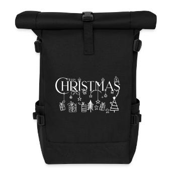 Weihnachts Linienkunst Ornamentdesign - Rolltop Rucksack - Schwarz - Vorne