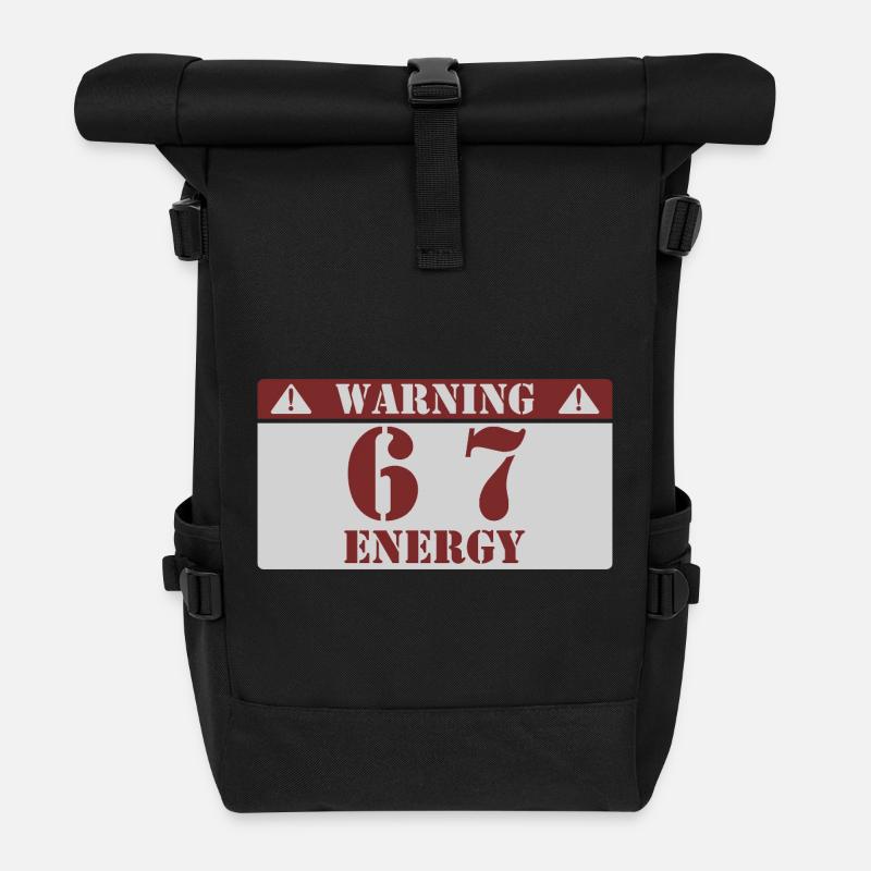 Warnung 6 7 Energie Spaß 67 Nummer 6-7 6 7 Sechs S - Rolltop Rucksack - Schwarz