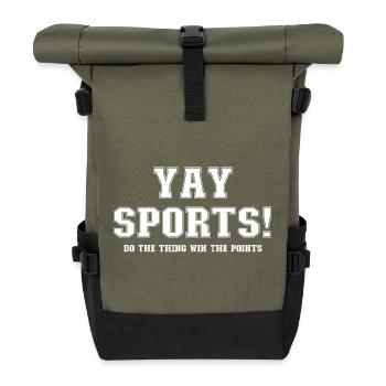 Yay Sports – Ahnungsloser Sportfan (Frauen) - Rolltop Rucksack - Olive/Schwarz - Vorne