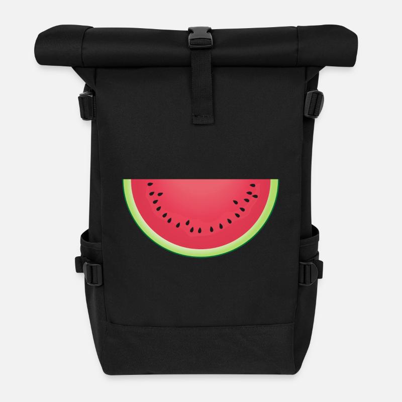 Saftige Wassermelonenscheibe - Rolltop Rucksack - Schwarz